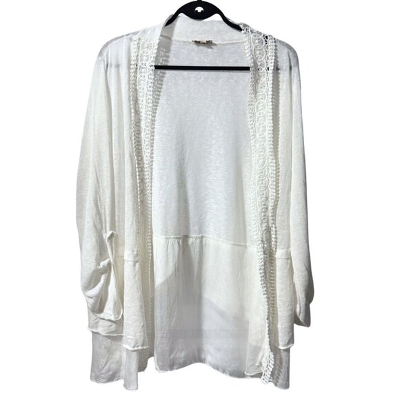 Bellambra White Crochet Cotton Silk Cardigan | Size 1X | Made in Italy - Picture 1 of 11